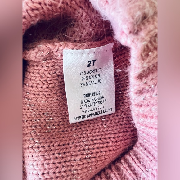 Love @ first sight Girls pink long sleeve unicorn sweater 2t - Picture 4 of 5